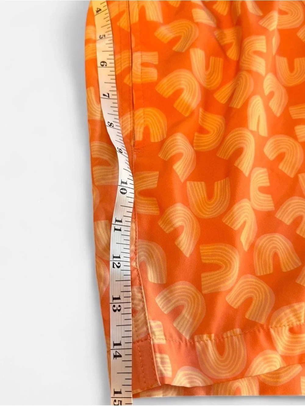 ALLFENIX Men’s Swim Trunks Shorts Peach Rainbow Print Size Large Beachwear